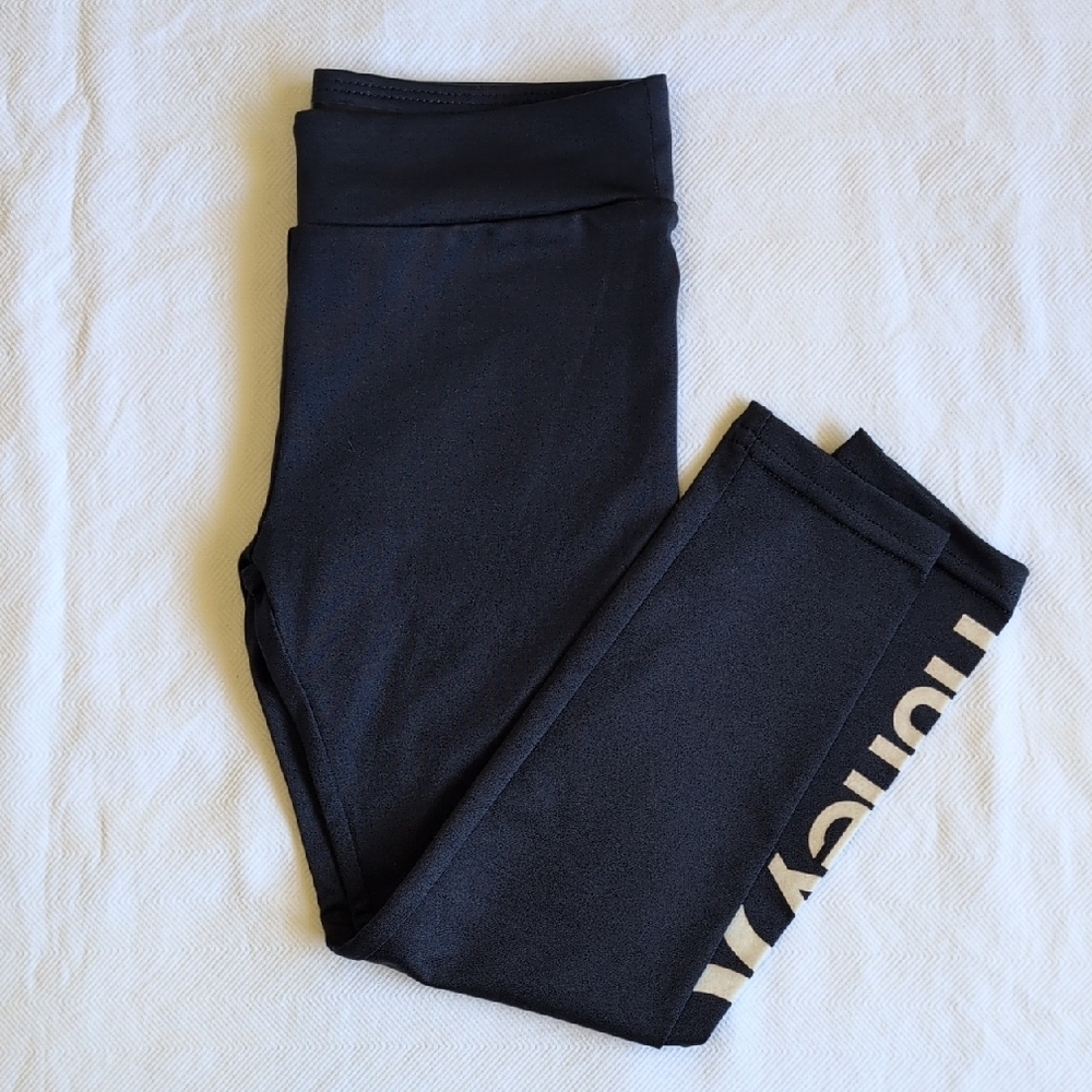 hurley girls navy blue active wear sporty athletic leggings size 6